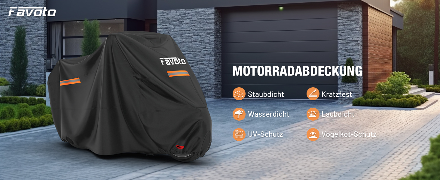 Водонепроникний мотоциклетний чехол Favoto Outdoor XXL 245x102x122cm - захист від пилу та погодних умов