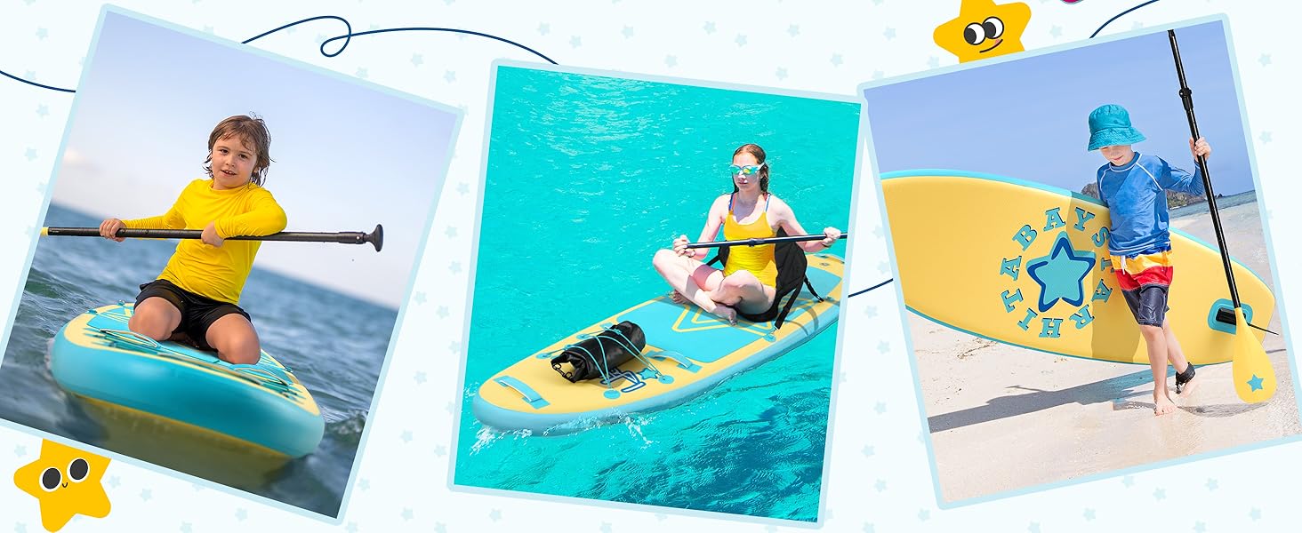 Надувне SUP-борд для дітей та підлітків (жовта зірка) - комплект з аксесуарами