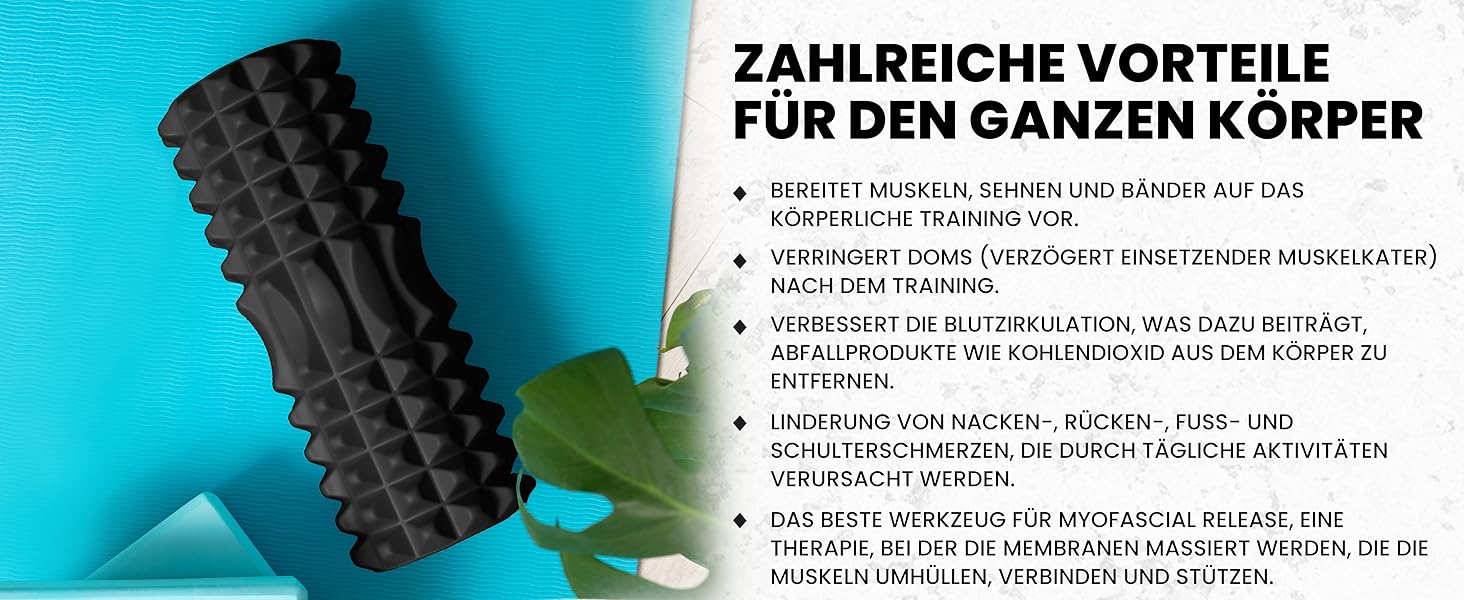 Набір для масажу м'язів Unycos: ролер фасції, фітнес-гумка, масажний м'яч, палиця для реабілітації, шнур для фітнесу та сумка для зберігання (чорний)