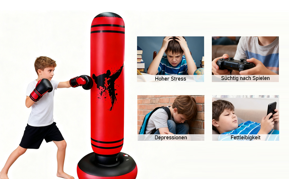Дитячий боксерський мішок для ударів, 168 см, надувний, для карате, кікбоксингу, Taekwondo, MMA, подарунок для хлопчиків та дівчаток