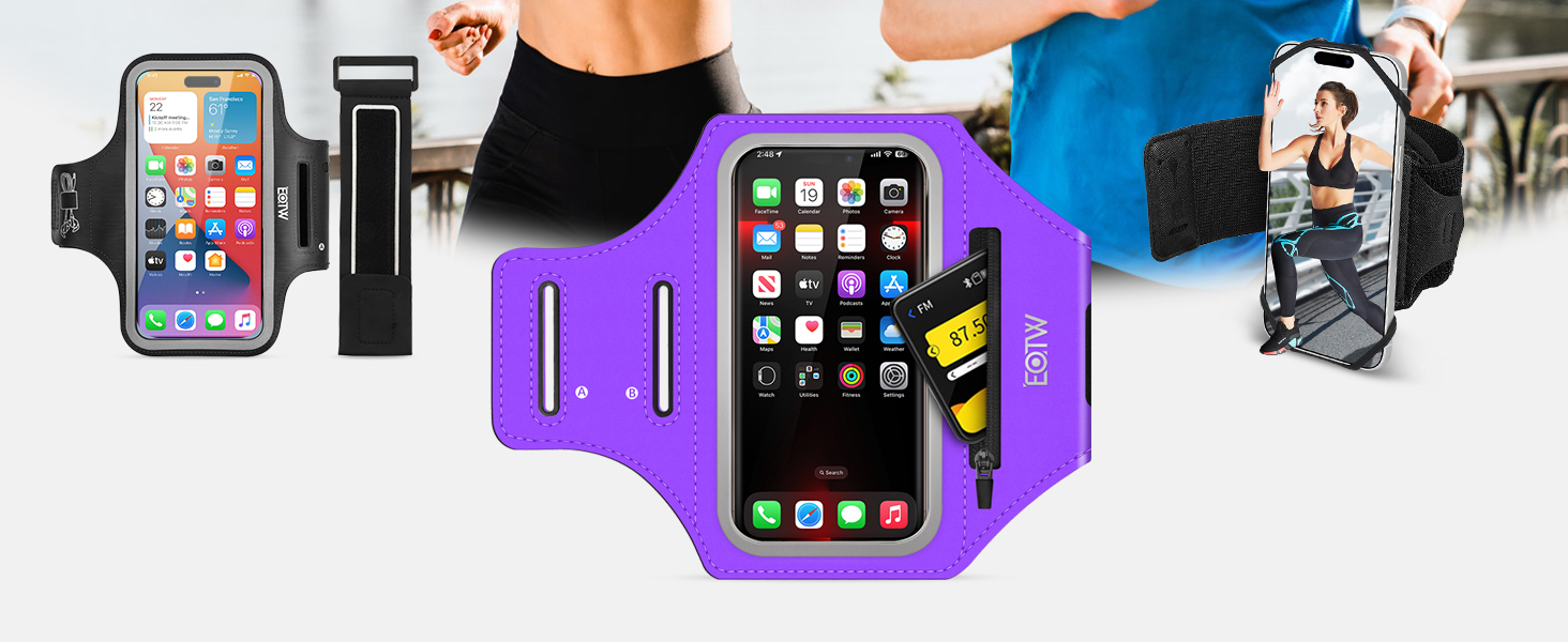 Спортивний браслет для телефону EOTW Joggen: зручна підставка для iPhone/Samsung (5.5-6.0 дюйми) з кишенькою для AirPods