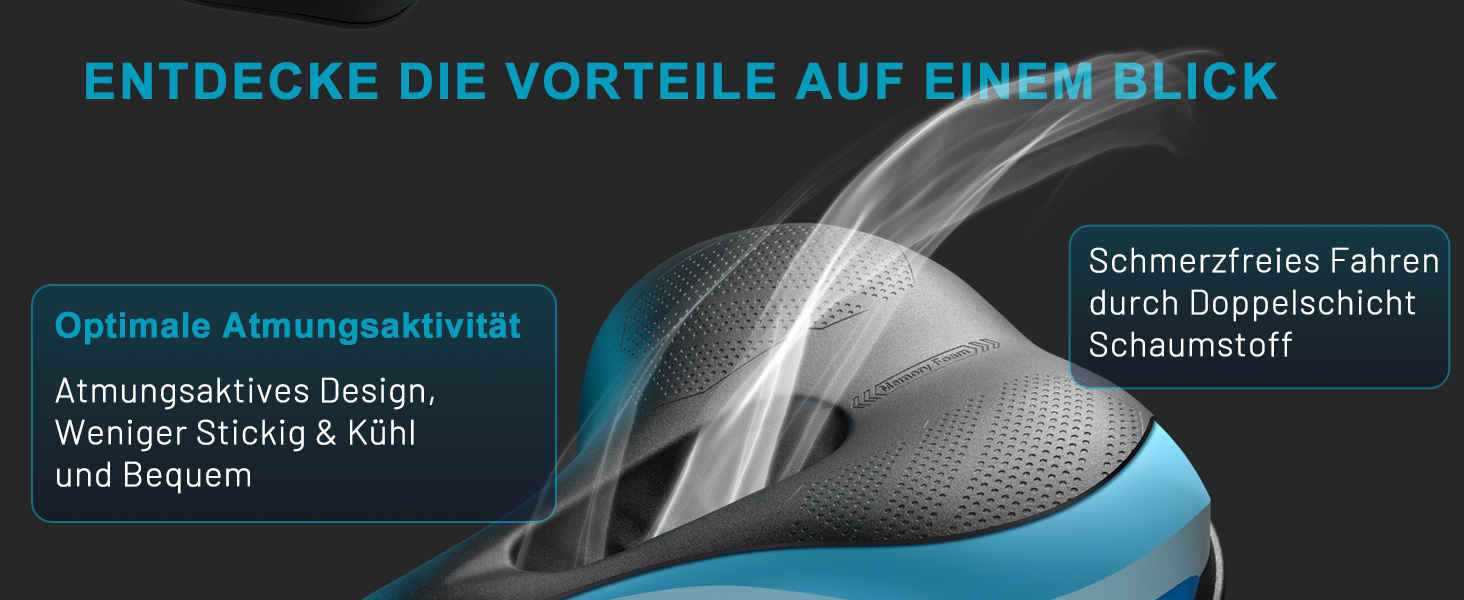 Велосипедне сідло TECHCYC з Memory Foam: комфортне, дихаюче, амортизуюче. Ергономічне сідло з підвіскою для чоловіків та жінок, 3 варіанти виконання (City)