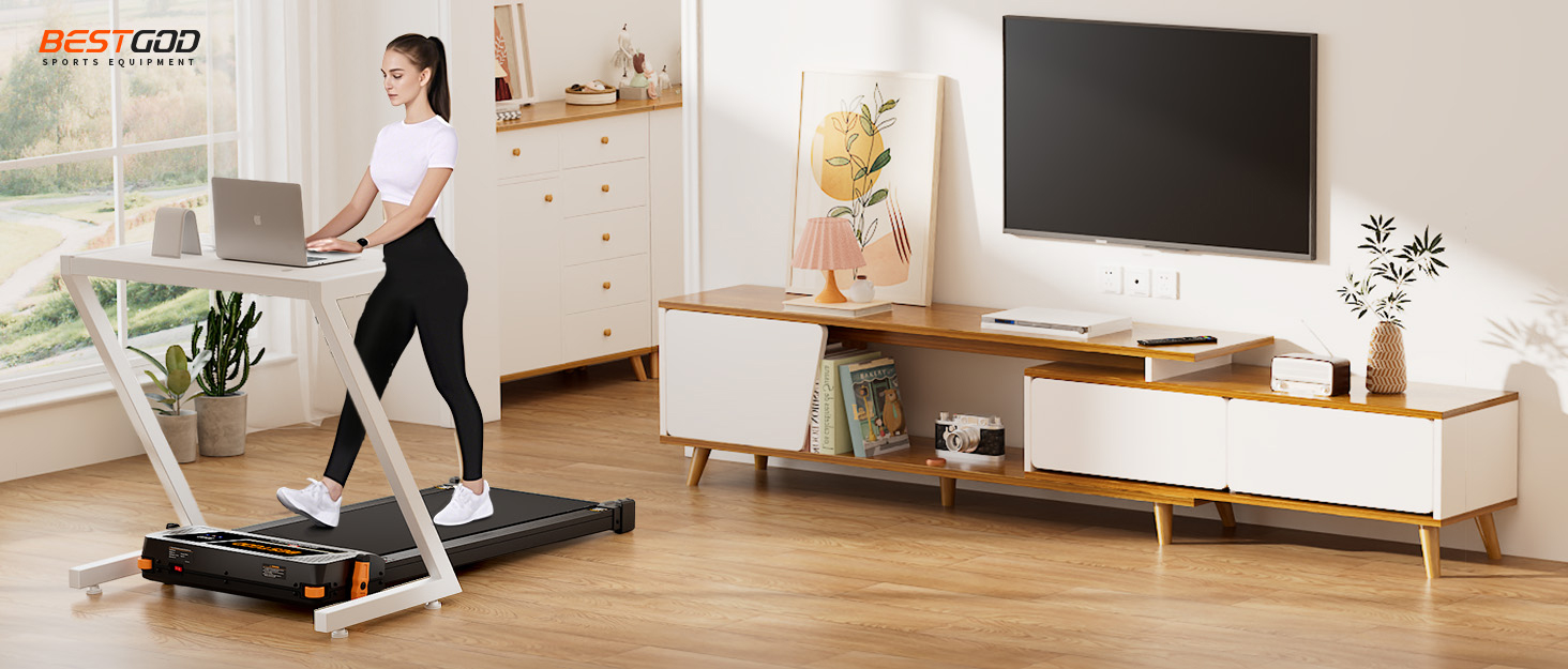 Біговий доріжка BestGod для дому та офісу, Walking Pad з нахилом 5%, потужність 2.5 HP, тиха бігова доріжка з пультом дистанційного керування, до 150 кг, чорний