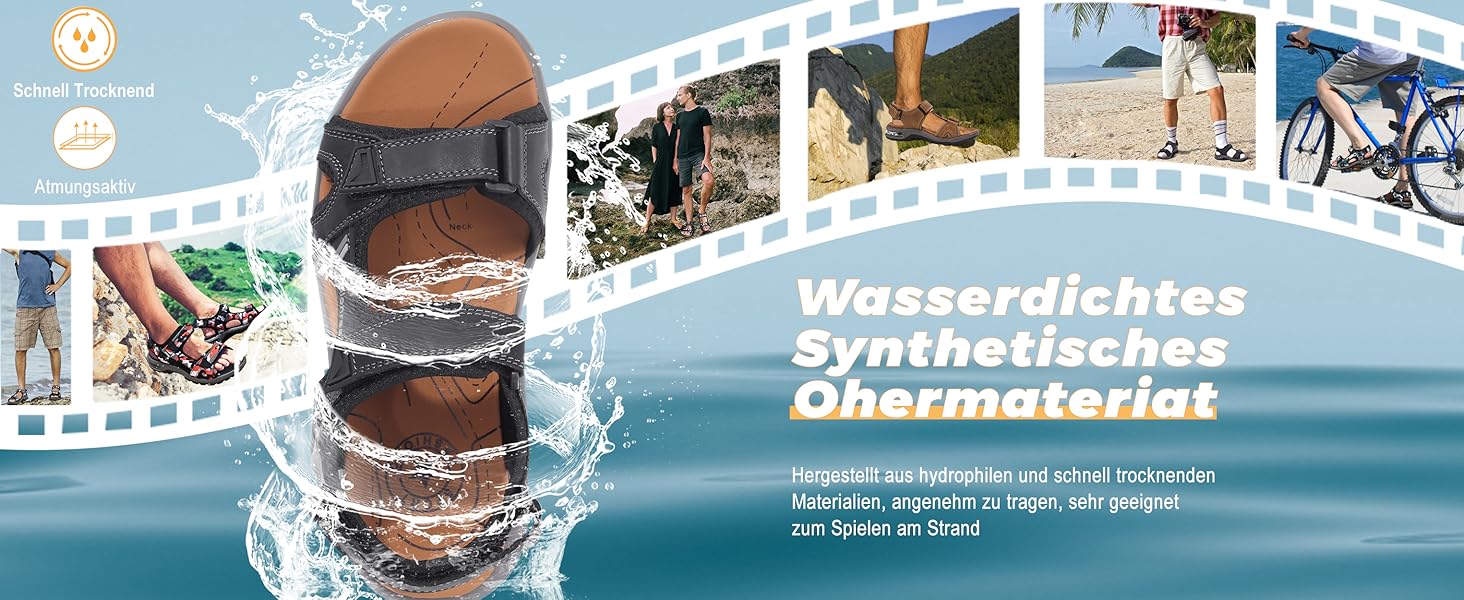 Чоловічі шкіряні сандалі Visionreast для пляжу, трекінгу та активного відпочинку помаранчевого кольору, 45 EU