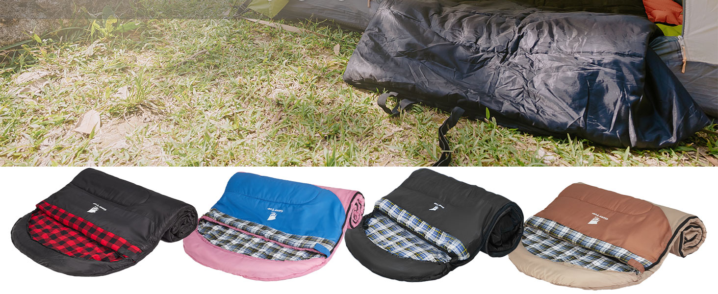 Сплячий мішок GEERTOP XXL 4 сезони, фланелевий, 220x100 см, для дорослих, кемпінг, подорожі, туризм, чорний у синьому клітинку