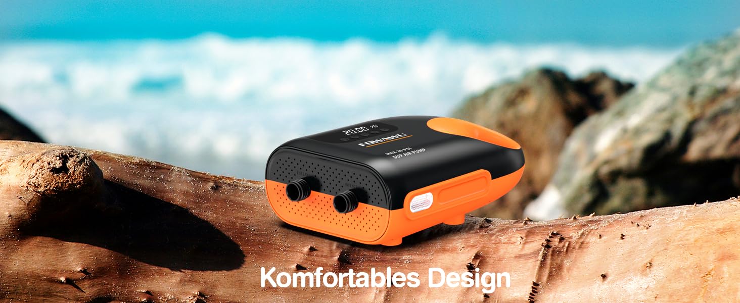 Насос FOWAWU 20PSI для SUP, човнів та каяків: 12V, 2-ступенева інфляція, автовимкнення, надування та здування