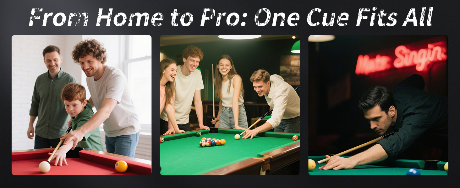 Більярдний кий Kmise професійний, 147 см, канадський клен, шкірна піка 13 мм, антиковзний грип, для дорослих/початківців/професіоналів, чорний (540г)