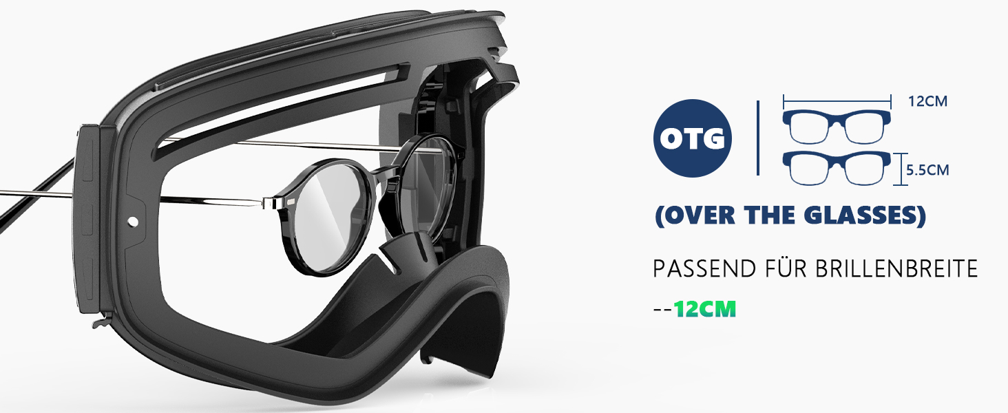 Гірськолижні окуляри GlaRid для чоловіків та жінок, OTG Ski Goggles Безкаркасні окуляри для сноуборду для тих, хто носить окуляри, Снігові насадки для дорослих Захист від запотівання 100 UV400 зелений