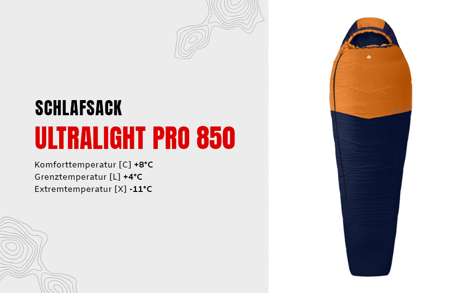 Сплячий мішок Alpinus Ultralight Pro 850 для дорослих, 215x80 см, двошарова ізоляція, оранжево-морський колір