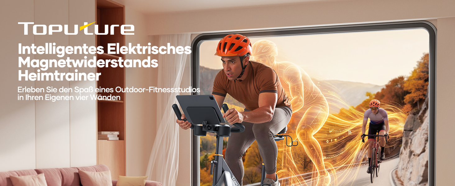 Електричний велотренажер Toputure з LED-дисплеєм та додатком, вимірюванням пульсу, магнітним опором (32 рівні), чорний, до 150 кг