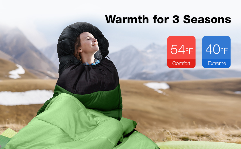 Спальний мішок Outplea для кемпінгу, 3-4 сезони, водонепроникний, 220x80 см, для дорослих та дітей, блакитний