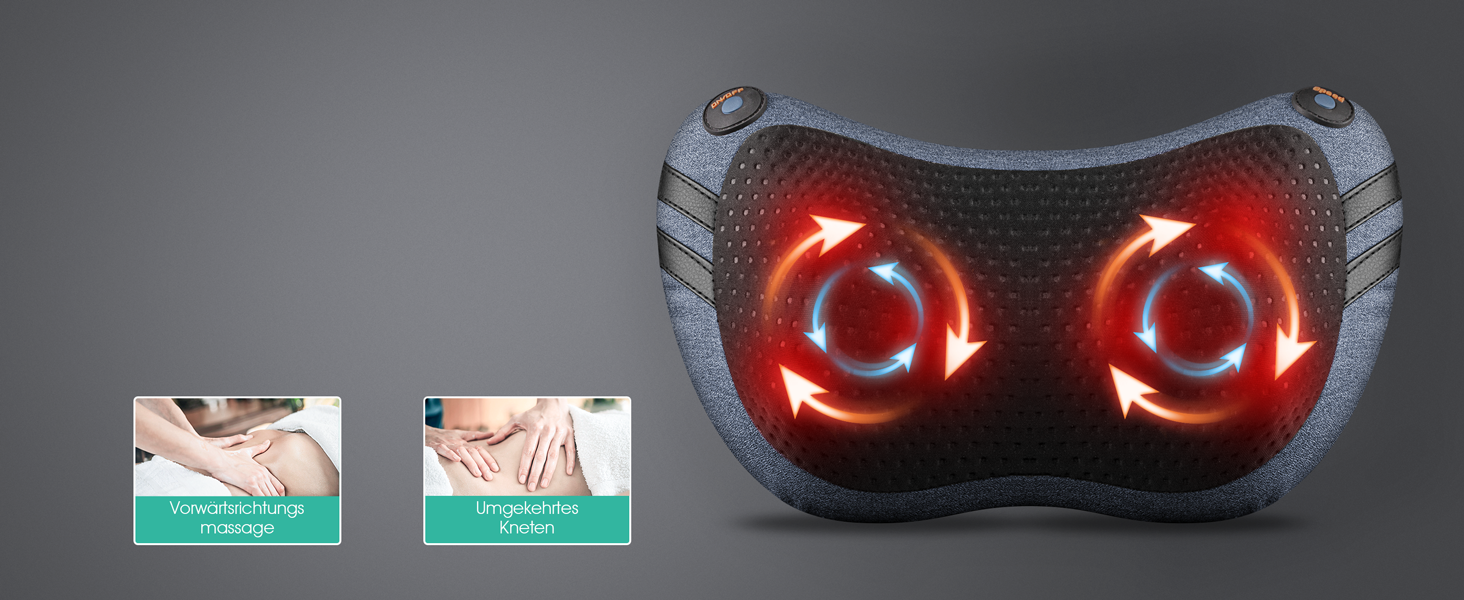 VOYOR HEALTH Масажна подушка з функцією підігріву, шиацу масажер з 3D масажними головками для шиї, спини та ніг, електричний прилад для зняття м'язового болю, подарунок для чоловіків і жінок, модель YZ200, блідо-блакитний