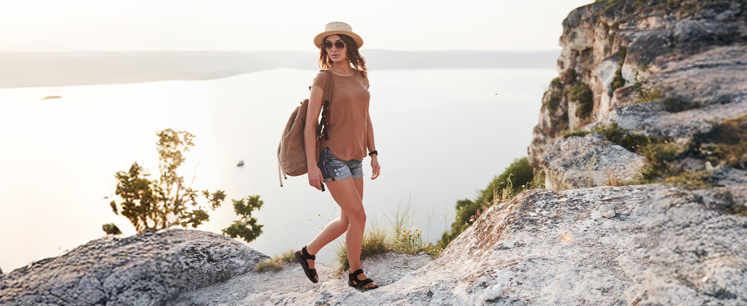 Сандалії жіночі DREAM PAIRS для трекінгу та відпочинку, EVA-устілка, підошва TPR, регульовані ремінці, 41.5 EU, Marine