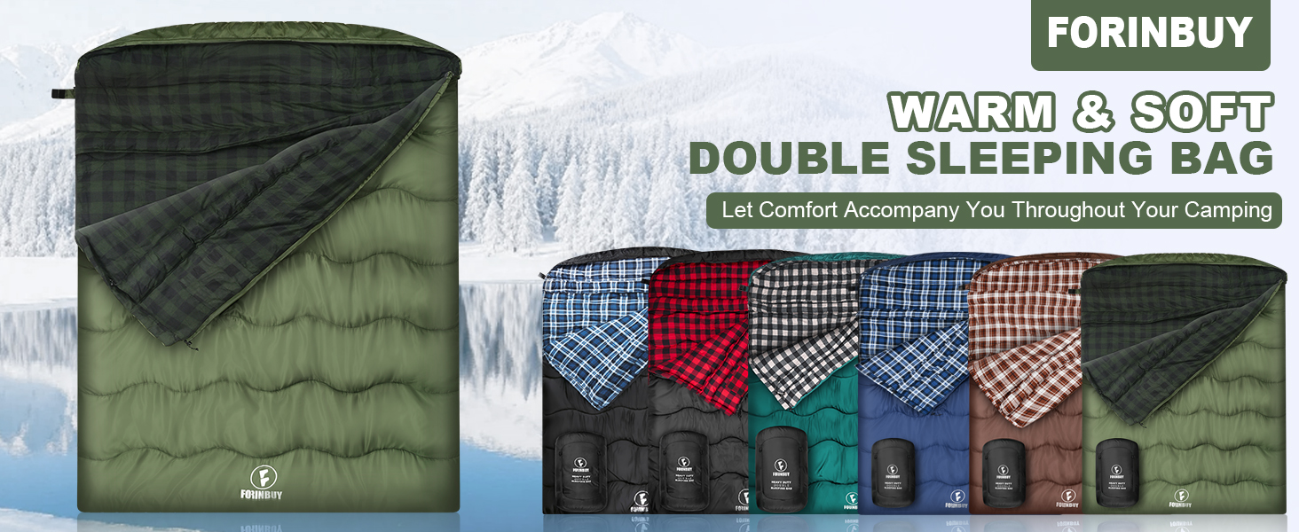 Спальний мішок Baumwolle для 2 осіб, зимовий, водонепроникний, теплий, розмір Queen, для кемпінгу та подорожей на автодомі (армійний зелений)