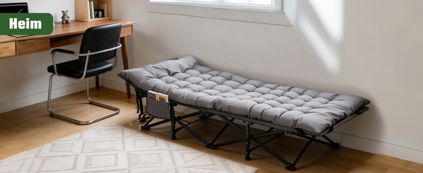 Розкладне ліжко Sekey для кемпінгу XXL, 190 x 71 x 35 см: міцний каркас зі сталі, якісна тканина Oxford, з матрацом, ідеально для гостей, кемпінгу та саду