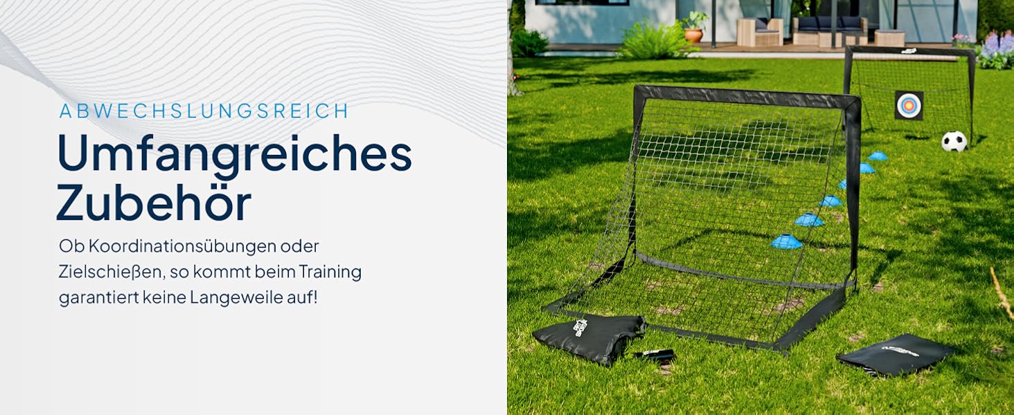 ArtSport Ворота для футболу Pop-up Goal Master - комплект 2 шт. з аксесуарами - складані та готові до гри - 2 футболні ворота для залу та саду - для дітей, чорні
