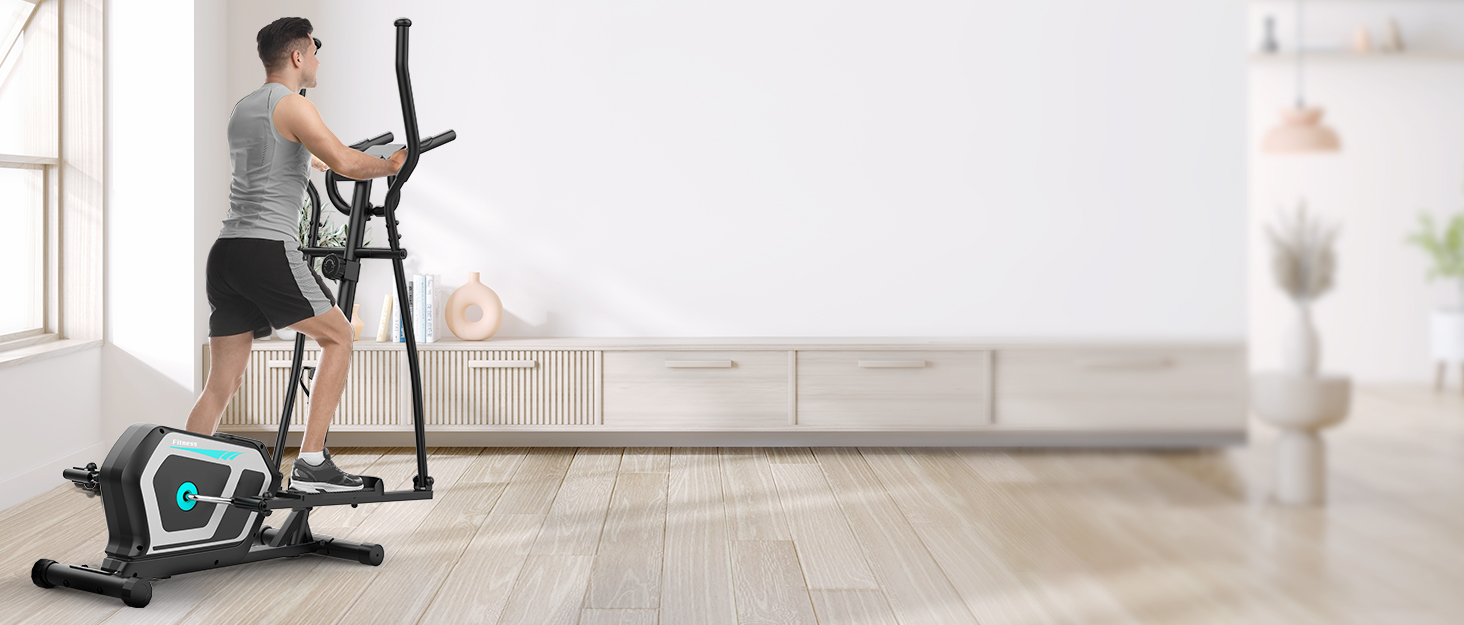 Еліптичний тренажер Crosstrainer 3-в-1 з LCD-монітором та Bluetooth, 16 рівнів опору, 6 кг маховик, до 130 кг, чорний