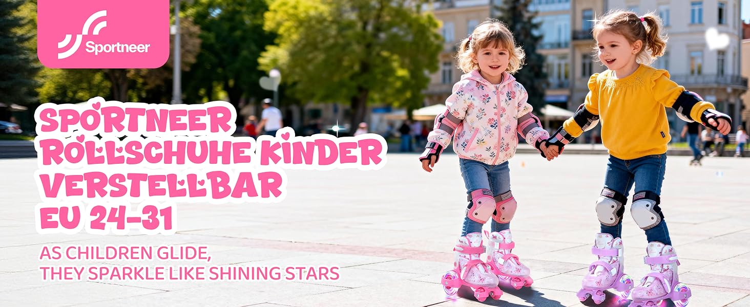 Ролики для дітей регульовані, рожеві, 24-31 розмір, для дівчаток, для занять в приміщенні та на вулиці, S(EU 28-31)