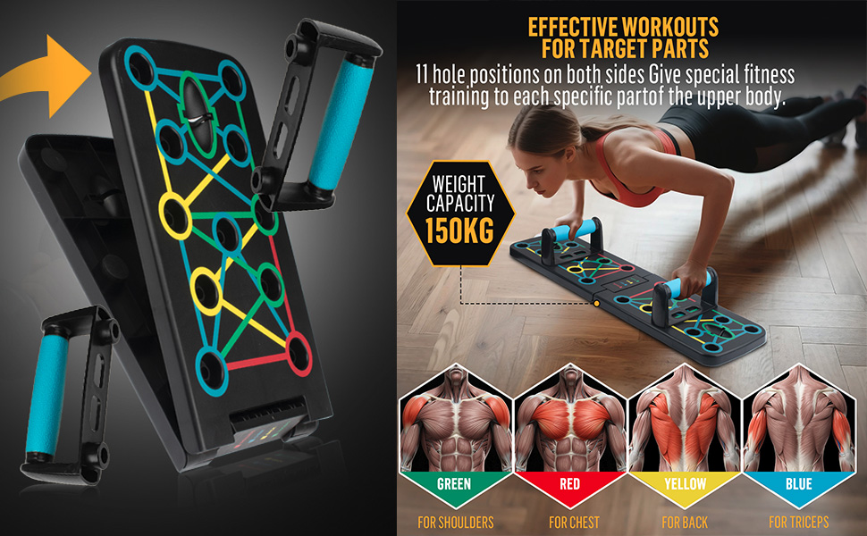 Складне дошка для віджимань Push Up Board, багатофункціональний тренажер для всього тіла, 17 в 1, для дому та фітнесу