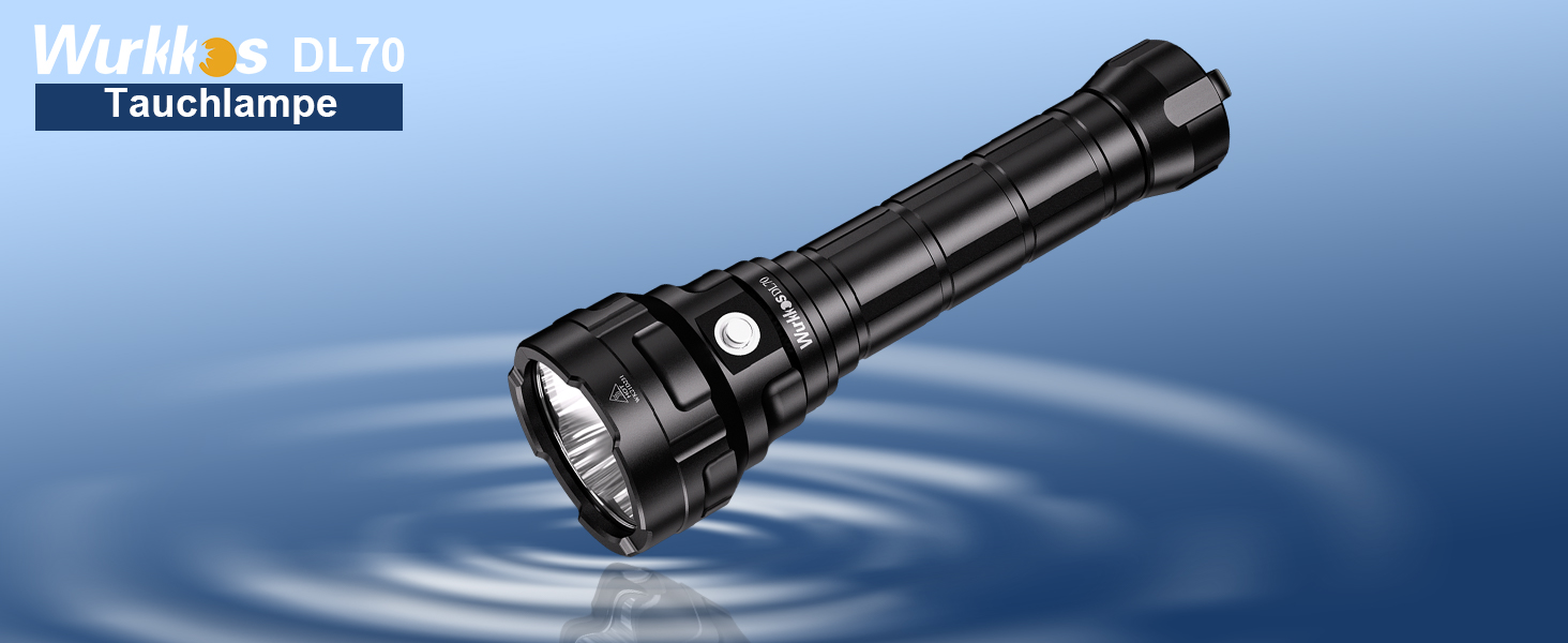 Ліхтар під водою Wurkkos DL70, 13000 люмен, 4 x XHP50.2 LED, акумулятор 2 x 5000 mAh, з зарядним пристроєм