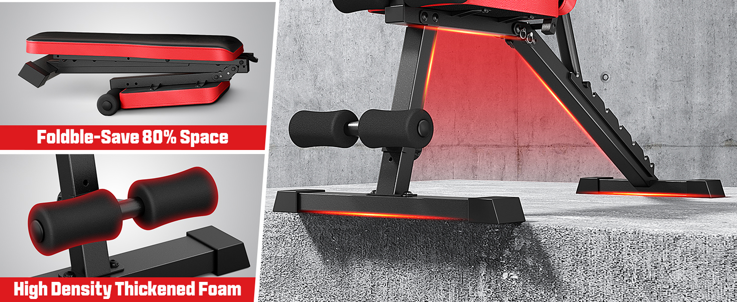 Регульована складана лава для тренувань з 9-рівневим налаштуванням спинки, чорна. Максимальне навантаження: 300 кг