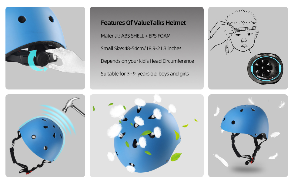 Набір протекторів ValueTalks Дитячі протектори Захисне спорядження для роликових ковзанів Дитячий набір наколінників з шоломом для роликових ковзанів Скейтборд Велосипед Роликові ковзани (синій)