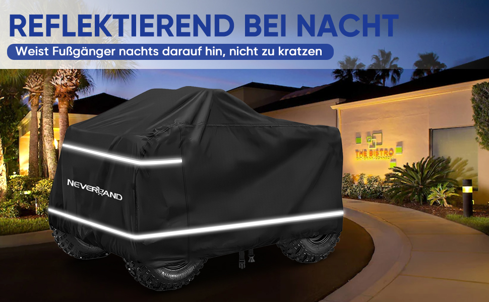 Покривало для квадроцикла NEVERLAND XXXL 256x110x120 см - захист від бруду, сонця, дощу та зимових умов. Оксфорд 210D, оранжевий, з фосфоресцентним покриттям.