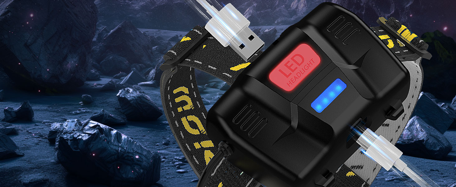 Ліхтарик на голову MoKo LED 100000 люмен, акумулятор 10200 mAh, 8 режимів, водонепроникний IP68, регульований, для кемпінгу, риболовлі, туризму, чорний