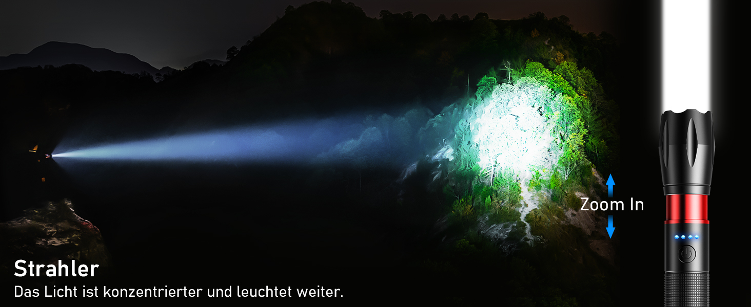 LED ліхтарі Blukar, 2 шт., 2000 люмен, зумуючі, 5 режимів, водонепроникні (IPX6), для кемпінгу, туризму, риболовлі, надзвичайних ситуацій