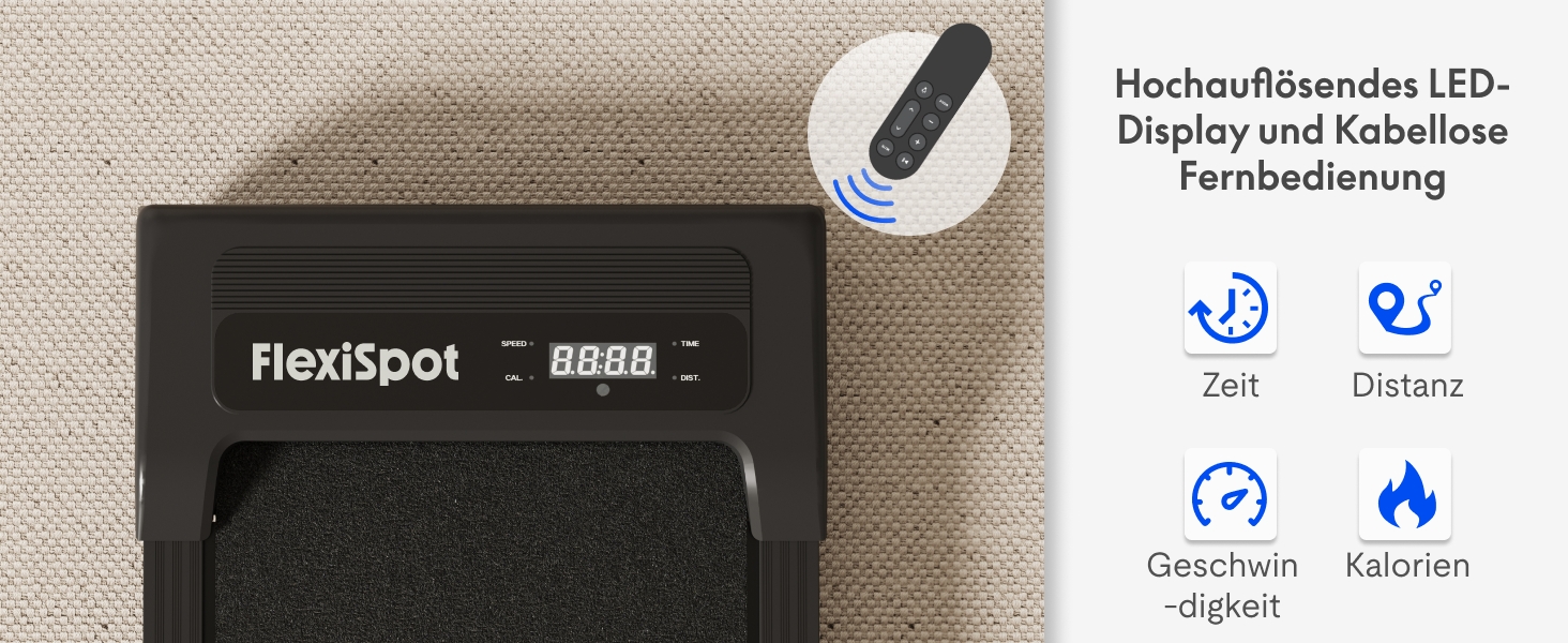 Біговий тренажер FlexiSpot 4-в-1 для дому та офісу, тихий, портативний, з пультом та LED дисплеєм, чорний