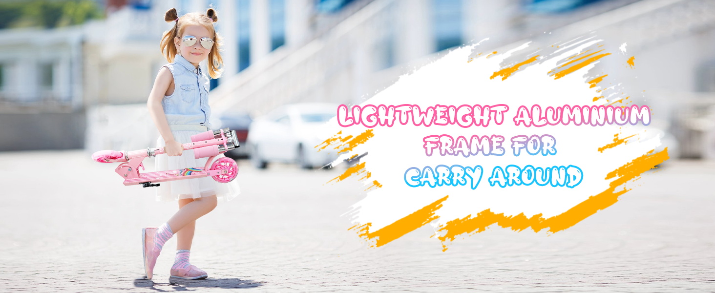 Дитячий ролер Nattork: легкий, складний, з регулюванням висоти, до 50 кг, рожевий