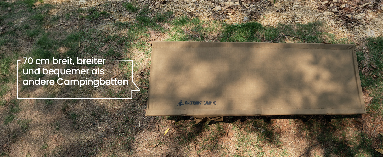 OneTigris SUPRANUBIS розкладне ліжко для кемпінгу 190x70 см, легке, портативне, до 150 кг, для намету, відпочинку на природі, подорожей, саду, офісу, колір Койот