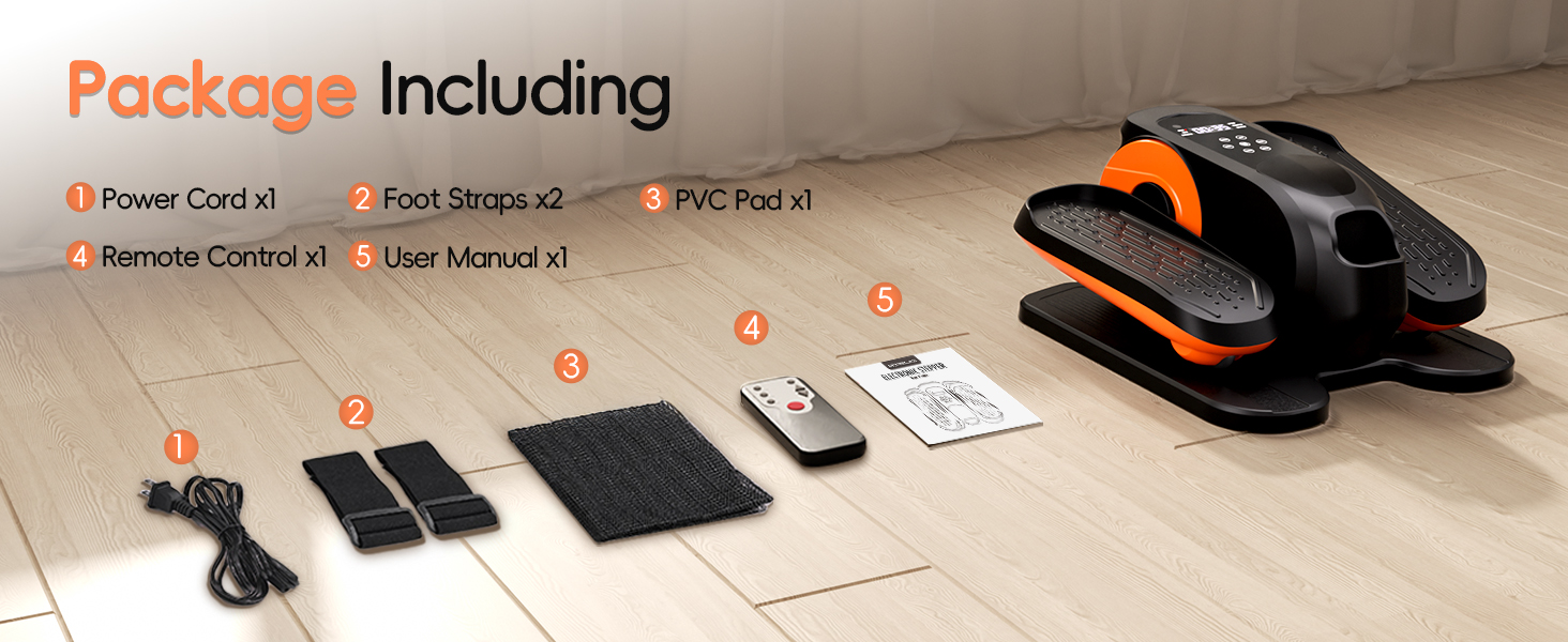 Morelax Mini Ellipsentrainer: компактний електричний тренажер для дому з пульт дистанційного керування, дисплеєм та неслизьким покриттям. Чорний колір