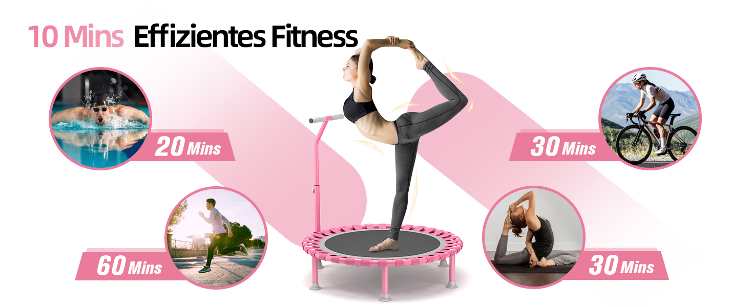 Міні-трамплін складний, 101.6 см, для дорослих та дітей, з регульованою стійкою, Indoor Fitness, до 204 кг, з T-поручнем