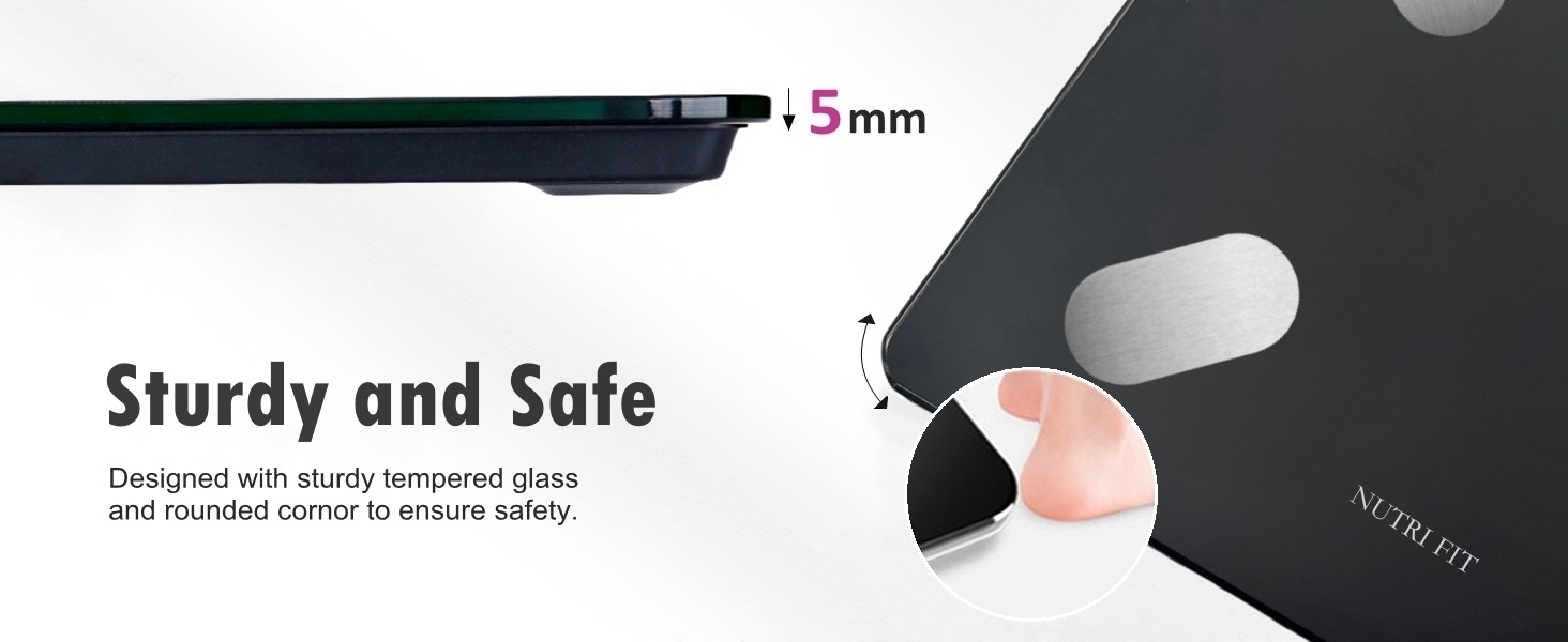 Вага NUTRI FIT для вимірювання жиру в тілі, розумна персональна вага з цифровим дисплеєм, вимірювання BMI, жиру, м'язів, води, склад тіла, LCD-дисплей, 150 кг, 26x26 см, чорний