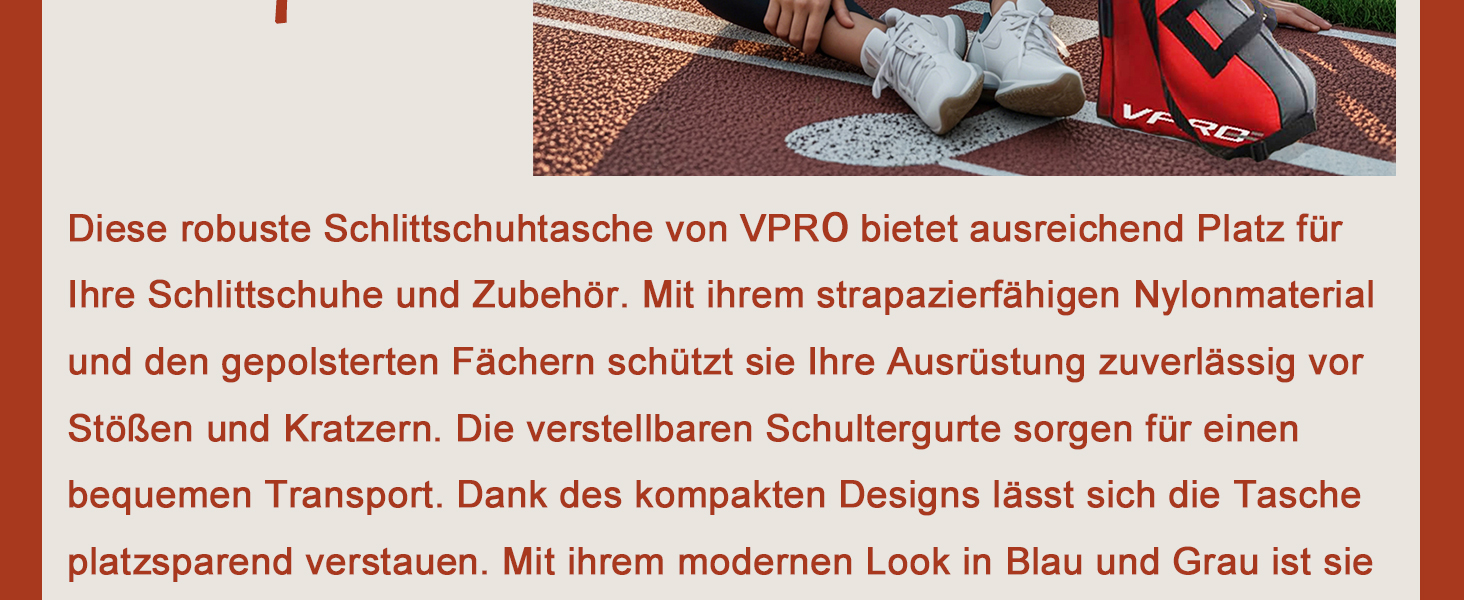 Сумка для ковзанів VPRO: для ковзанярства на льоду та роликів, з ремінцем та блискавкою, для дітей та дорослих