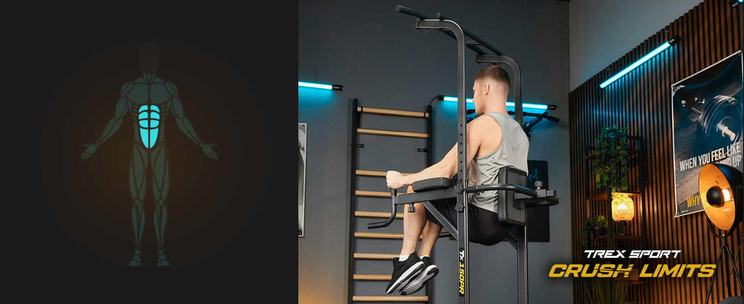 TREX SPORT Power Tower TX-150PR: турнік, бруси та силовий комплекс | Фітнес-станція до 150 кг