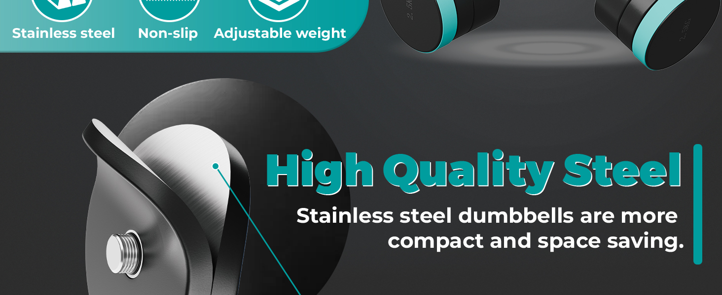 Набір гантелей Dripex, регульовані, сталеві, 2 шт. по 2.5 кг, 2 шт. по 5 кг, 2 шт. по 10 кг, для дому