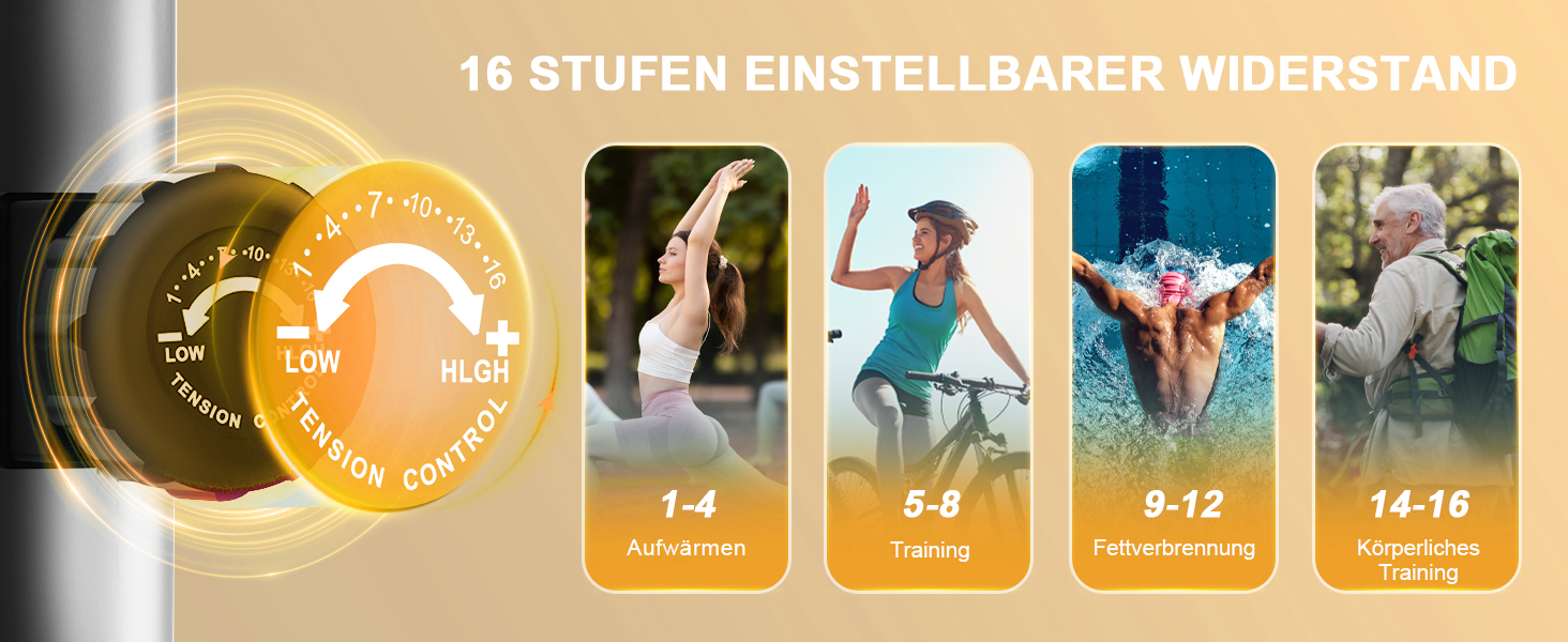 Еліптичний тренажер Crosstrainer 3-в-1 з LCD-монітором, 16 рівнів навантаження та 6 кг маховиком (Оранжевий + Срібний)