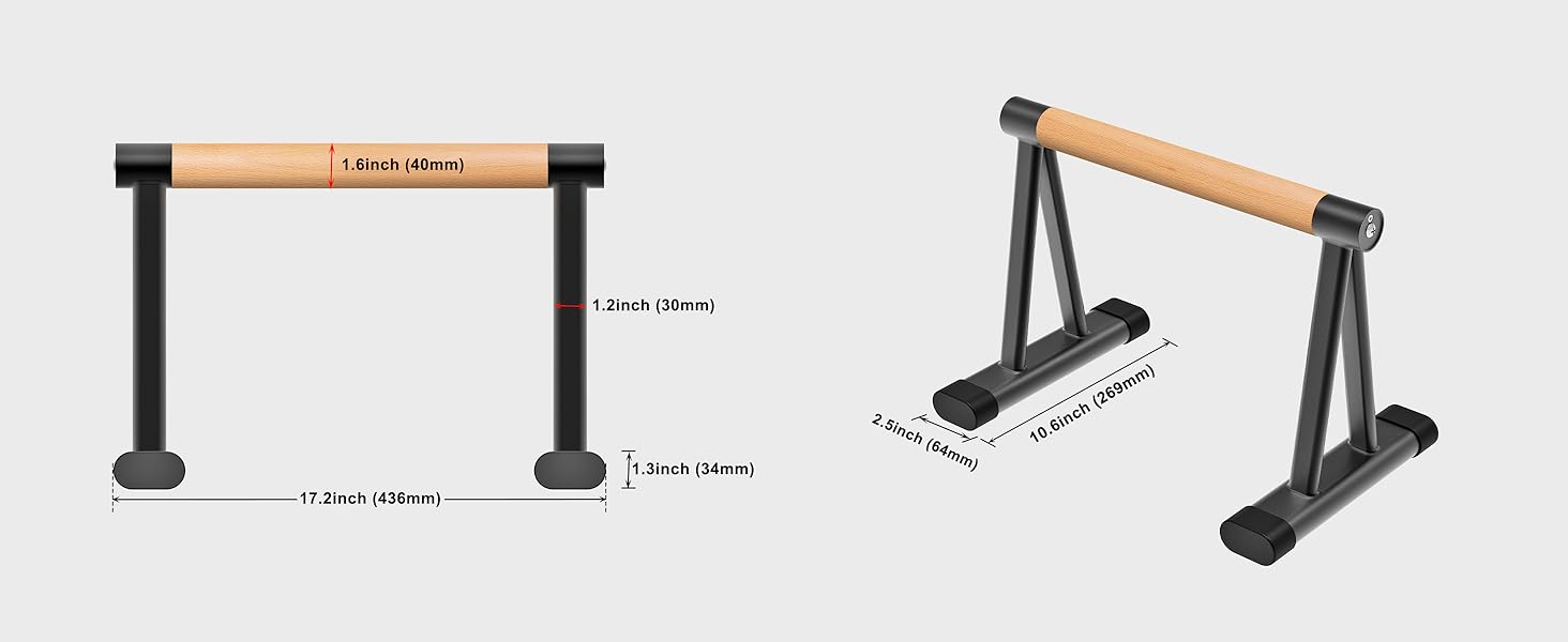 Паралелети для віджимань Dolibest, бруси для віджимань, фітнес, стійка для перекидання, ручки для віджимань, бруси для L-sit, середній розмір, 31 см, для дому та спортзалу