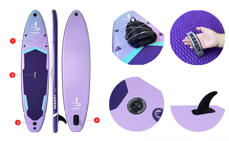 Надувний SUP Борд Allround 335см – Стабільний комплект Stand Up Paddle Board для початківців та професіоналів – Яскраве вейборд для йоги, риболовлі та відпочинку (Фіолетовий)