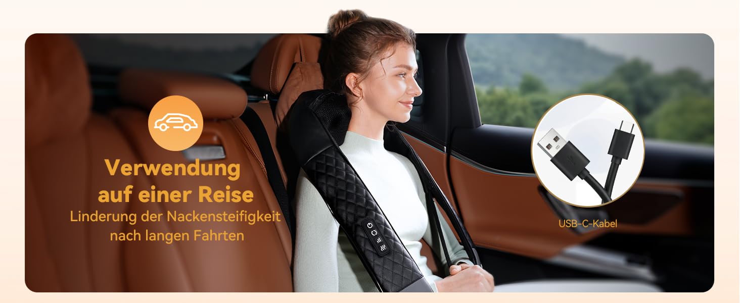 Масажер для шиї та плечей KNQZE® 4D Shiatsu бездротовий: глибокий масаж для зняття напруги в шиї, плечах та спині. Ідеальний подарунок для жінок, мам, тат.