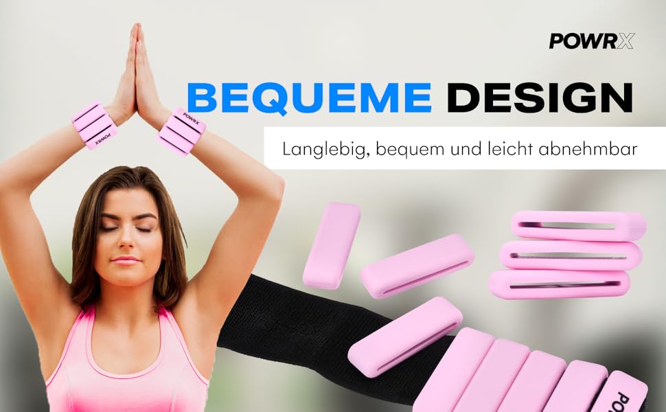 Ваги для зап'ястя PowrX для чоловіків: високоякісний силікон, нержавіюча сталь, зручні, легкі в очищенні, стійкі до поту та запаху, для фітнесу, тренувань, подорожей - Білий Рожевий