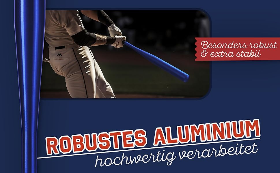 Бейсбольна бита: дерев'яна або алюмінієва, міцна, з неслизькою ручкою, 81 см, блакитна (алюмінієва)