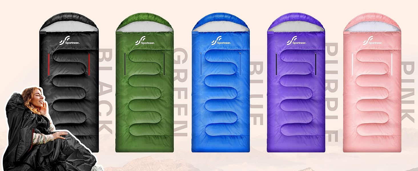 Спальний мішок Sportneer Outdoor 3-4 сезони для дорослих, 200x85см, чорний