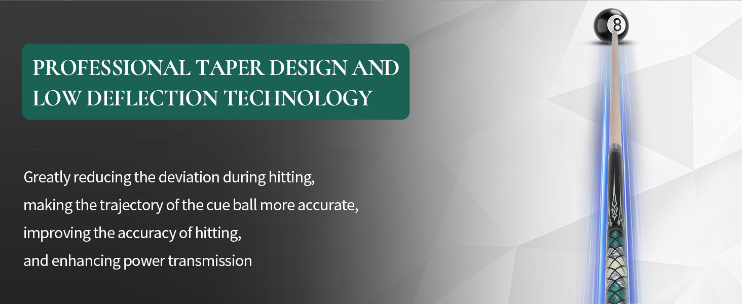 Kmise Professional Pool Queue Stick: професійний кий для більярду з канадського клена з низькою деформацією та телескопічним подовженням з вуглецевого волокна, комплект з шкіряною сумкою та аксесуарами для більярду, 538 г (зелений)