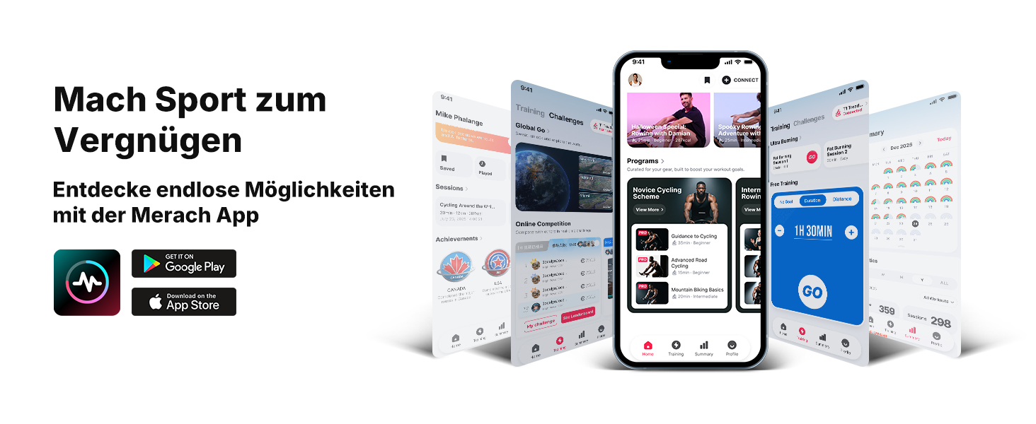 Велотренажер MERACH з магнітним опором, тихий, з амортизованим сидінням, LED-монітором та власним додатком для кардіотренувань вдома, помаранчевий