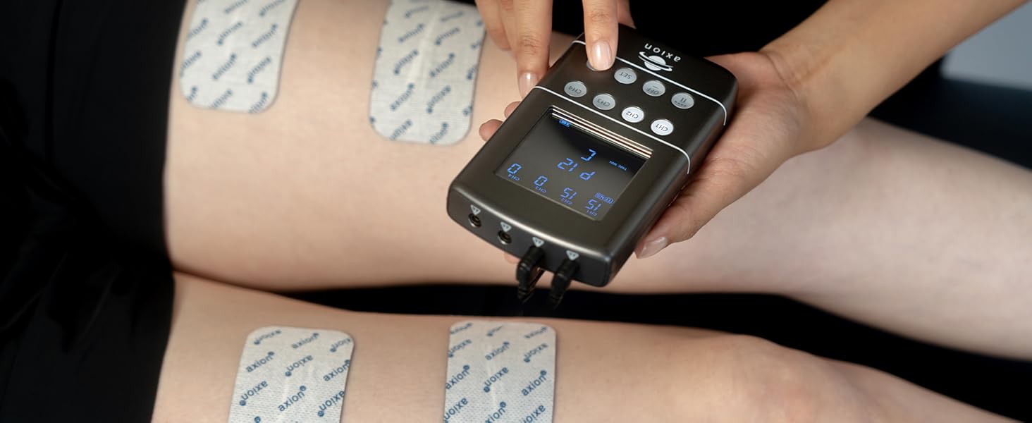 Апарат TENS EMS STIM-PRO X9B з 4 каналами та 8 електродів для болісної терапії, масажу та м'язового стимулювання - axion® (3) X9B