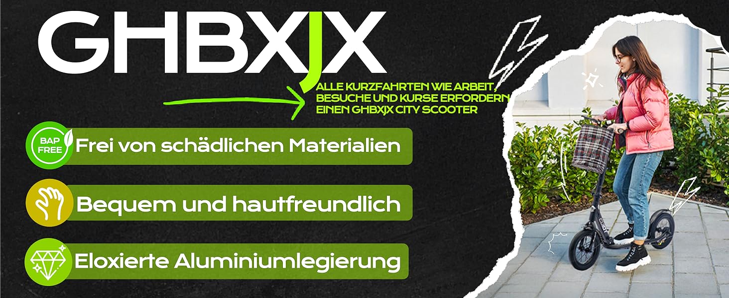 Самокат GHBXJX BigWheel 290 мм для дітей і дорослих, міський складаний трюковий самокат з ручним гальмом, 4 рівні регулювання висоти, великі XXL колеса, для хлопчиків і дівчаток