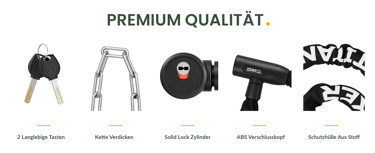 Замок для велосипеда Titanker, висока безпека, ланцюговий замок для дітей, проти крадіжок, з 2 ключами, 950мм x 6мм